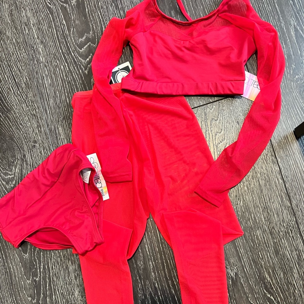 Red dance outfit from Baltogs and five dancewear. Size youth XL.   All nwt
